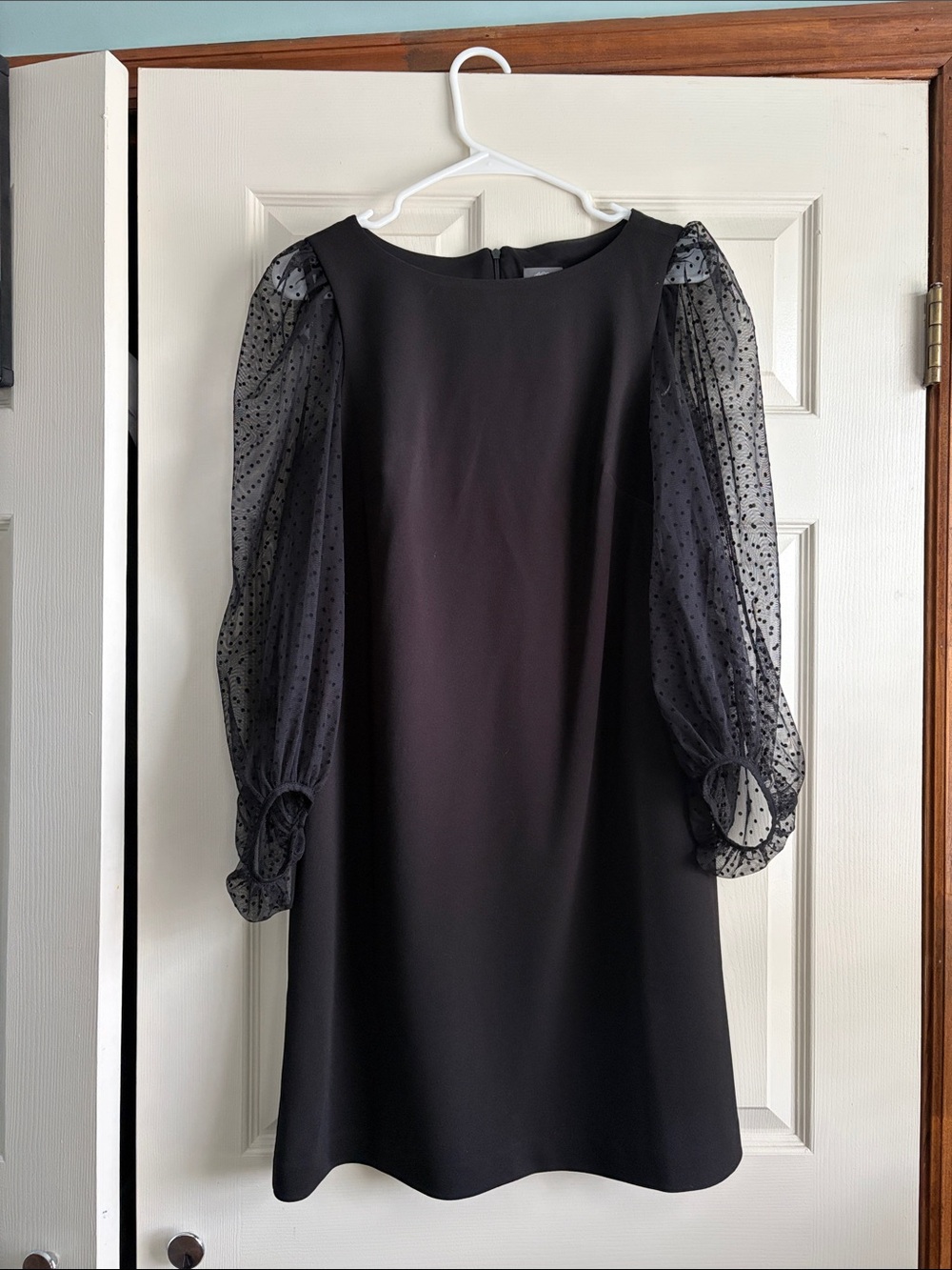 Vincent Camuto Sheer Puff Sleeve Black Dress